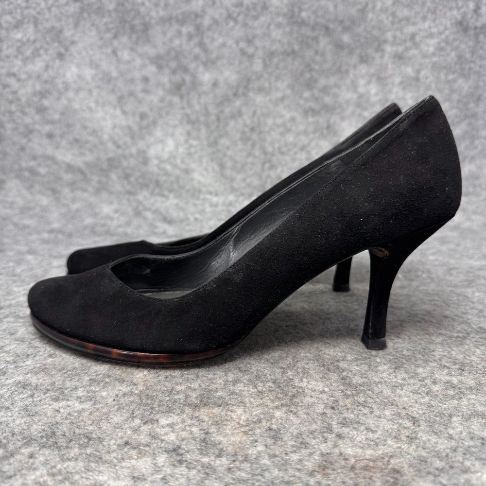 Stuart Weitzman Black Suede Pumps Size 7 Tortoise Shell Platform Kitten Heel